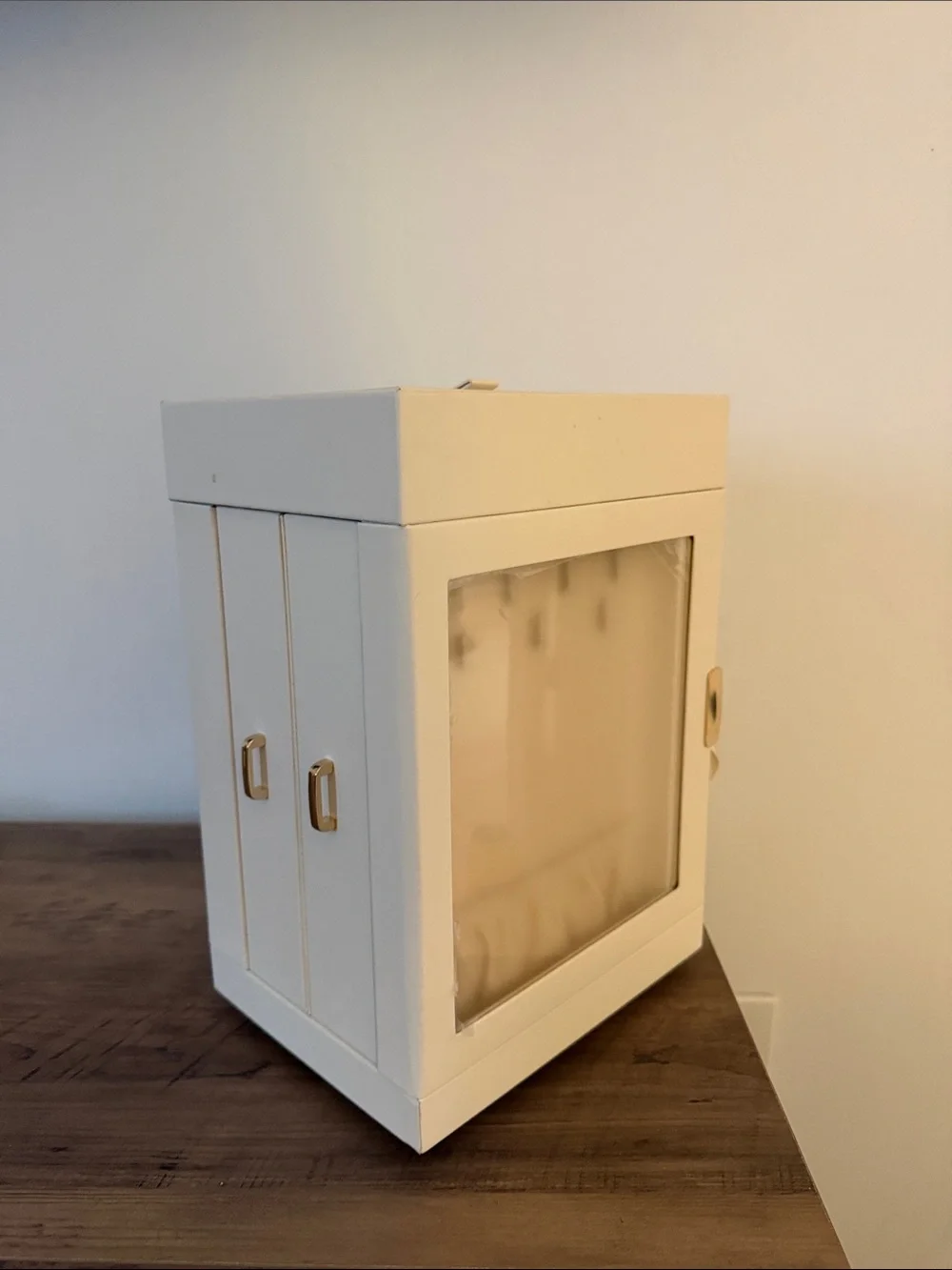 White Jewelry Organizer Cabinet with Clear Display Window